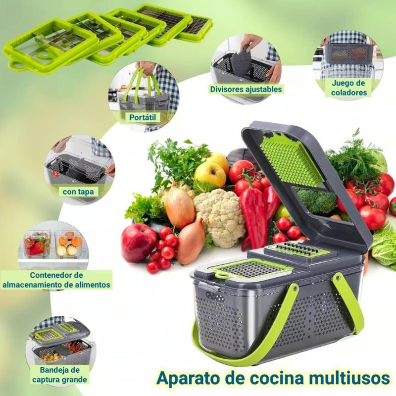 🥗🔪 PICADORA MULTIFUNCIONAL DE VERDURAS – 22 PIEZAS 🔪🥗