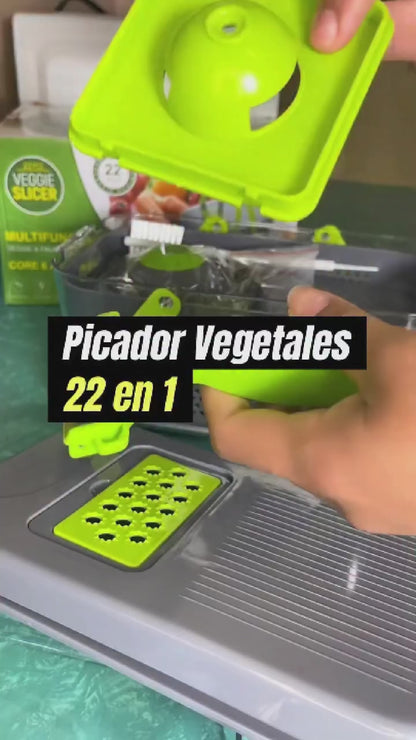🥗🔪 PICADORA MULTIFUNCIONAL DE VERDURAS – 22 PIEZAS 🔪🥗